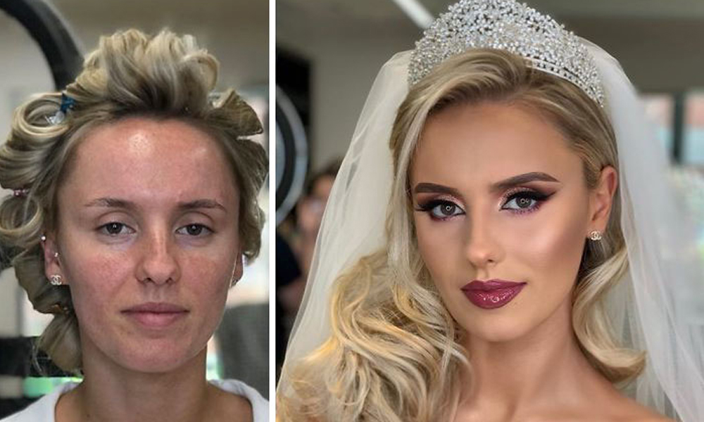 Свадебный макияж до и после фото